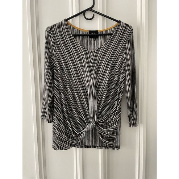 Anthro W5 black and beige stripe knotted top S - Picture 1 of 4